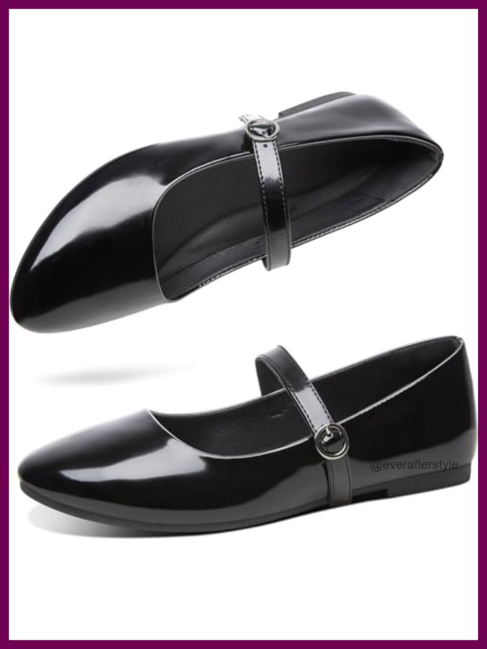 Women's Mary Jane Ballet Flats Round Toe Buckle Strap Comfortable Office Shoes